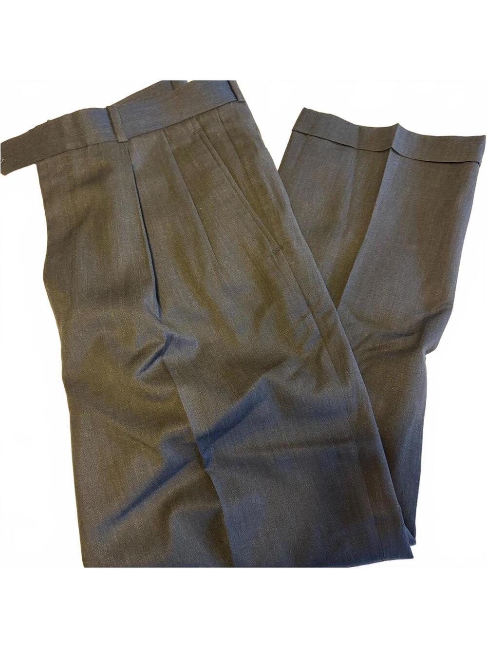 Men’s Gray 100% Virgin Wool Dress Pants 35x29.5 Tailored Trousers